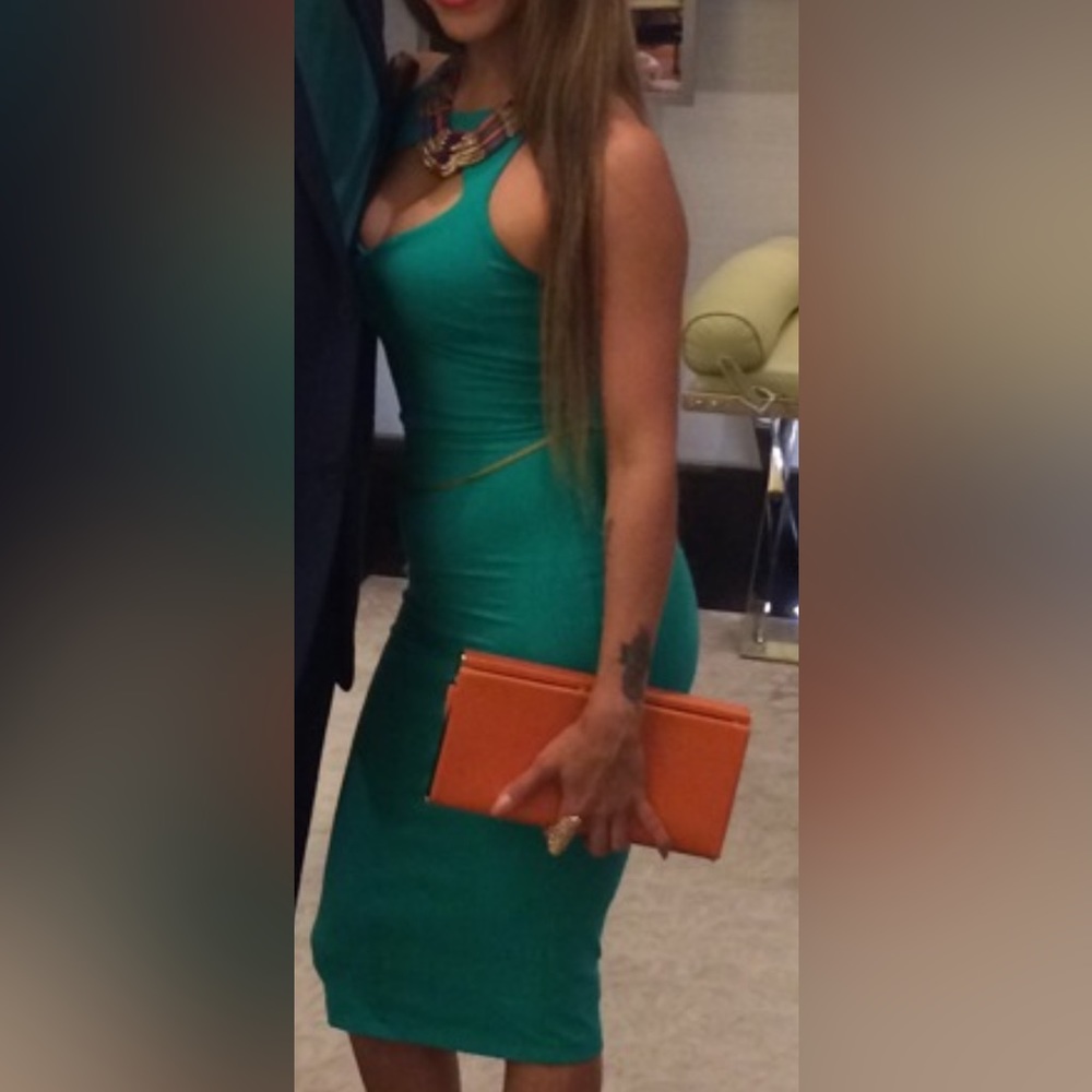 Bebe -Green Fitted Midi Dress Size XS